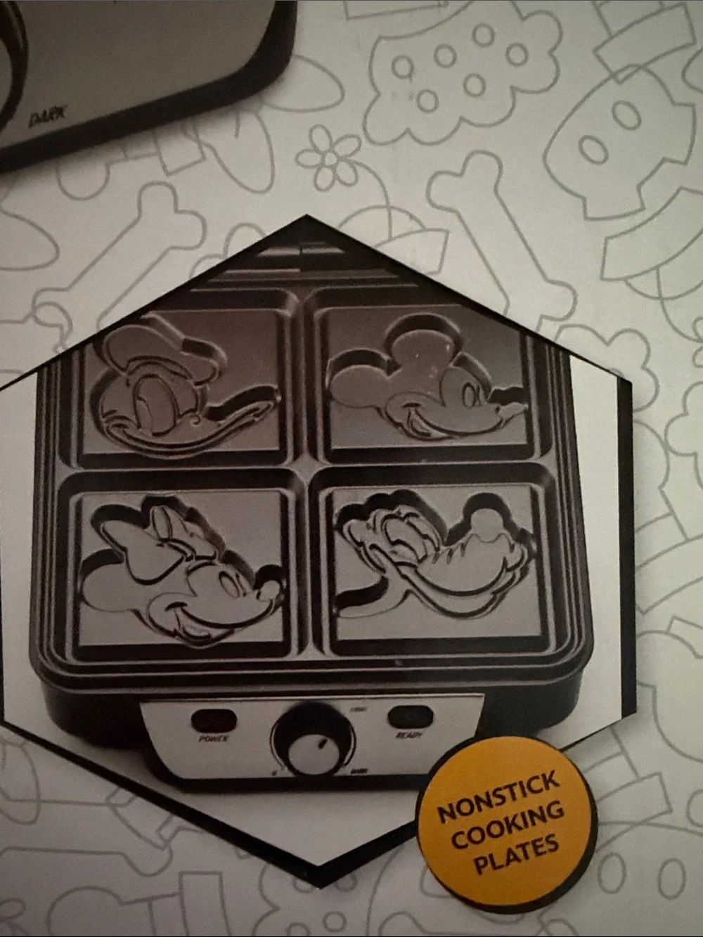 Disney Mickey and Friends Black Waffle Maker with Character Plates